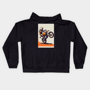 Dirt bike sweet wheelie - pixel art style orange and tan Kids Hoodie